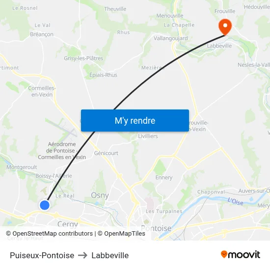 Puiseux-Pontoise to Labbeville map