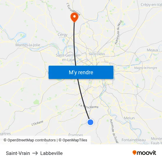 Saint-Vrain to Labbeville map