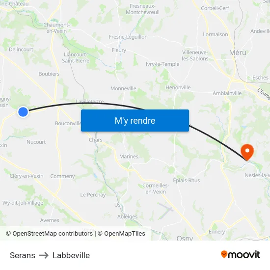Serans to Labbeville map