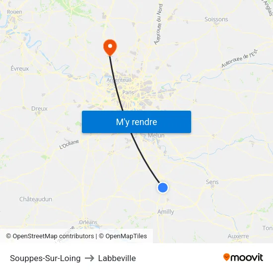 Souppes-Sur-Loing to Labbeville map