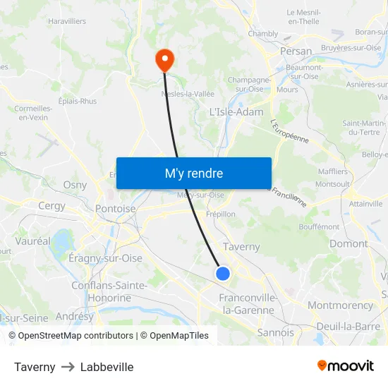 Taverny to Labbeville map