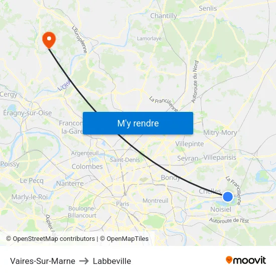 Vaires-Sur-Marne to Labbeville map
