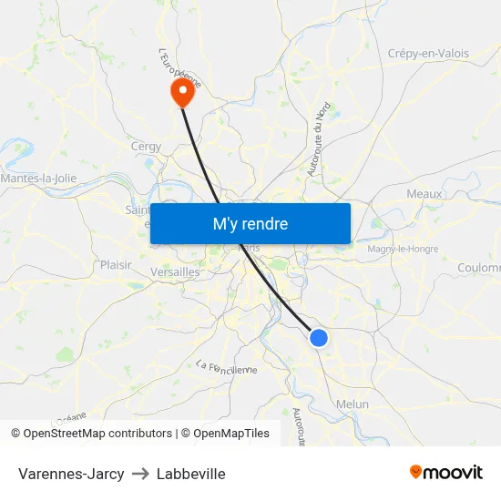Varennes-Jarcy to Labbeville map