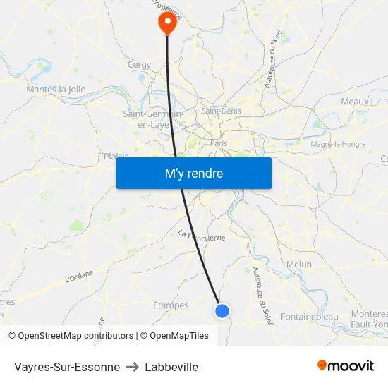 Vayres-Sur-Essonne to Labbeville map