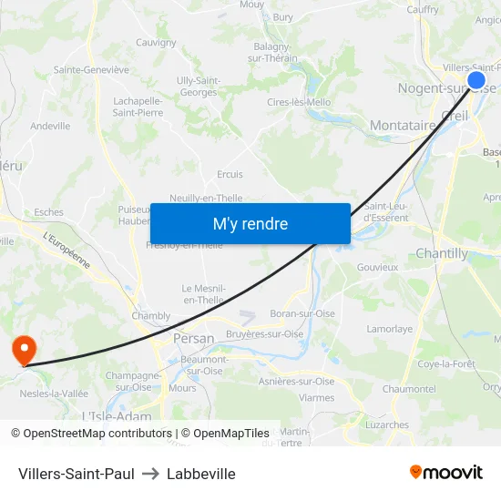 Villers-Saint-Paul to Labbeville map