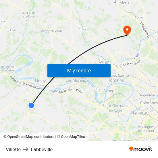 Villette to Labbeville map