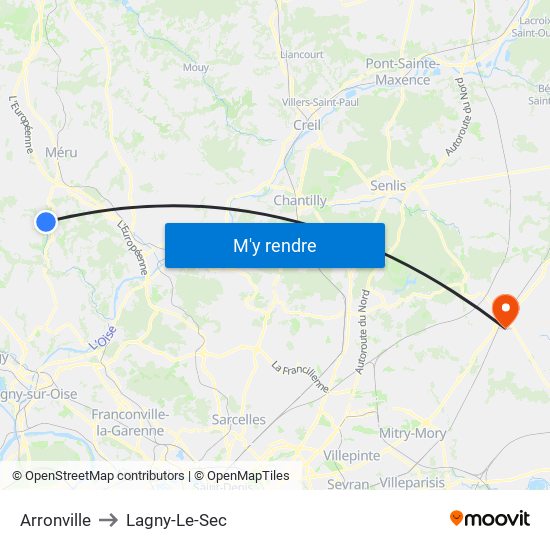 Arronville to Lagny-Le-Sec map