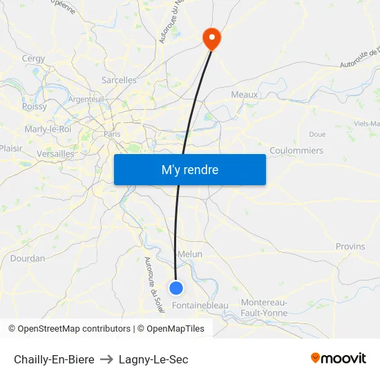 Chailly-En-Biere to Lagny-Le-Sec map