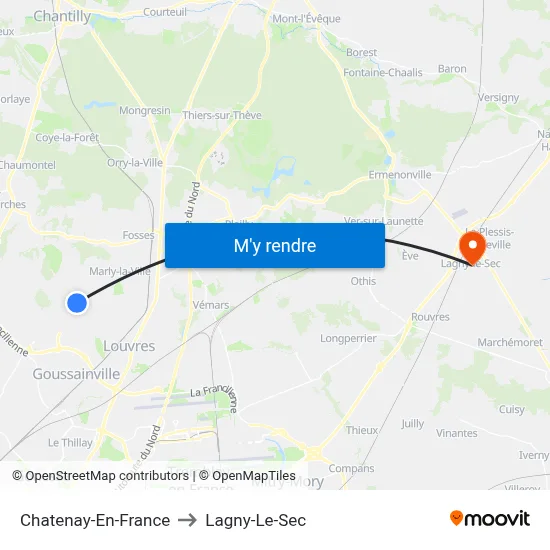 Chatenay-En-France to Lagny-Le-Sec map
