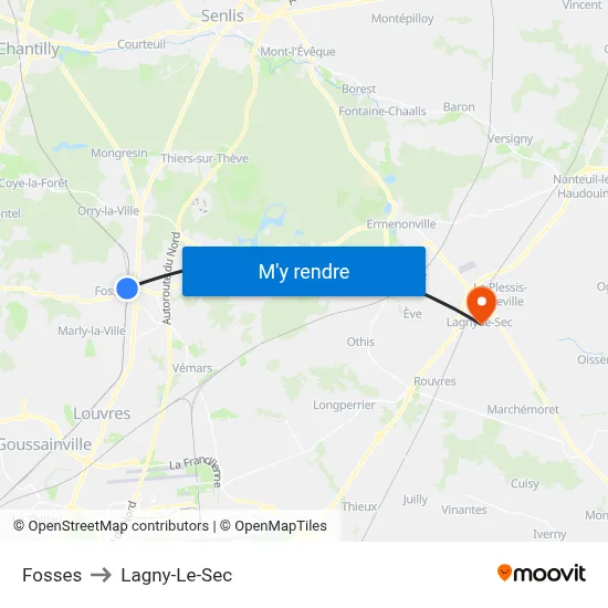 Fosses to Lagny-Le-Sec map