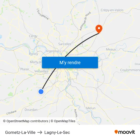 Gometz-La-Ville to Lagny-Le-Sec map