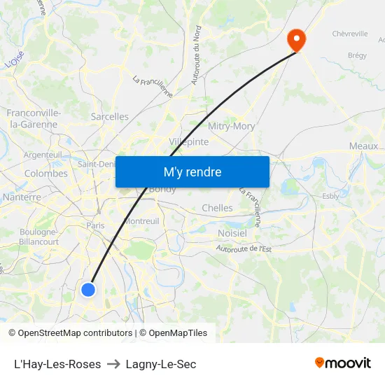 L'Hay-Les-Roses to Lagny-Le-Sec map