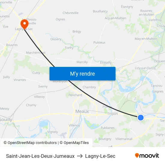 Saint-Jean-Les-Deux-Jumeaux to Lagny-Le-Sec map