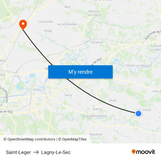 Saint-Leger to Lagny-Le-Sec map
