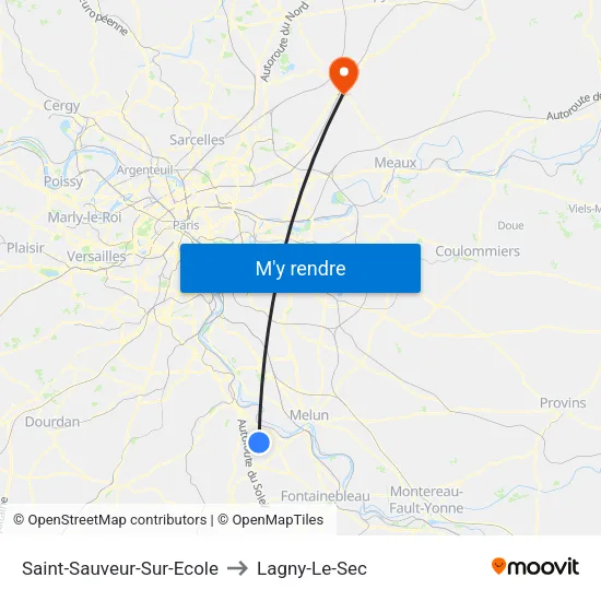 Saint-Sauveur-Sur-Ecole to Lagny-Le-Sec map