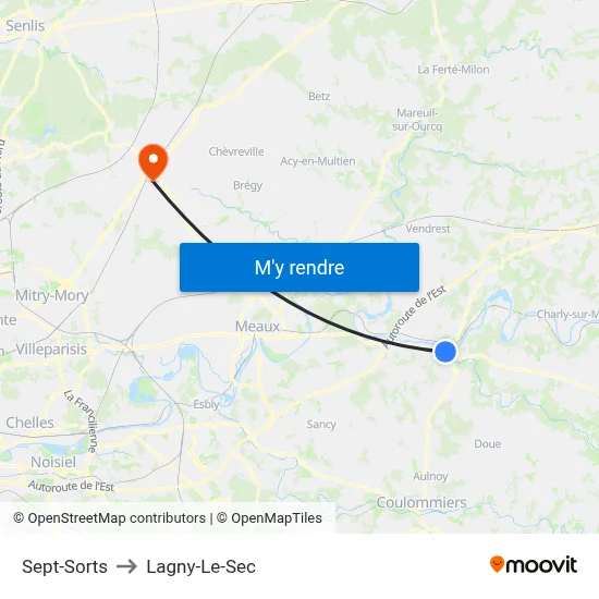 Sept-Sorts to Lagny-Le-Sec map