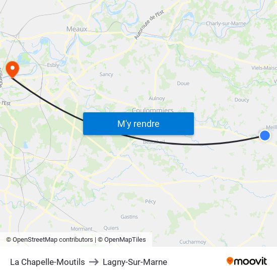 La Chapelle-Moutils to Lagny-Sur-Marne map