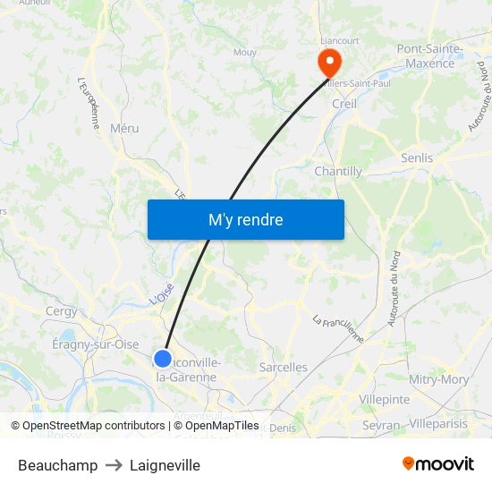 Beauchamp to Laigneville map