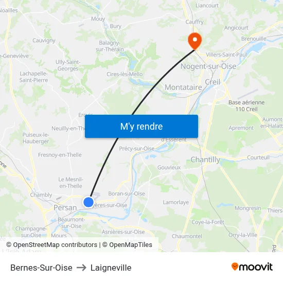 Bernes-Sur-Oise to Laigneville map