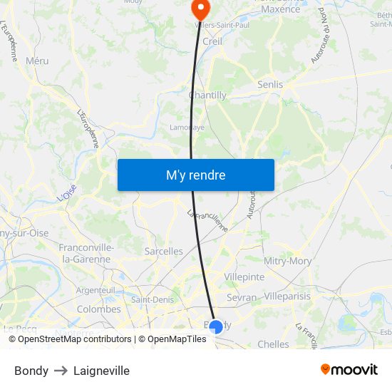 Bondy to Laigneville map