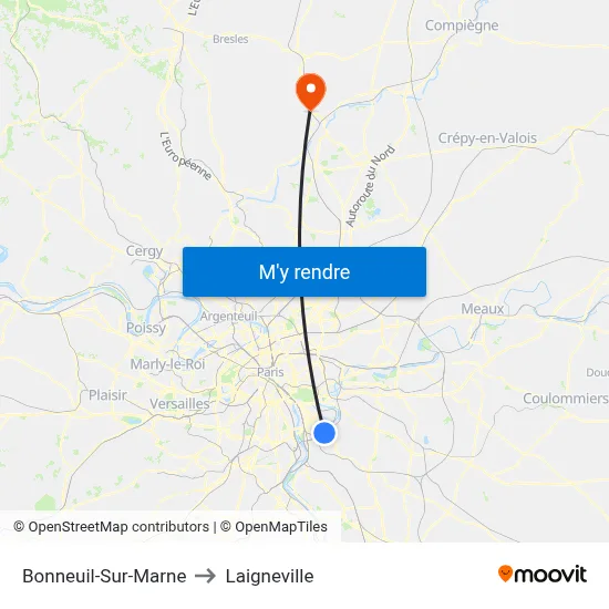 Bonneuil-Sur-Marne to Laigneville map