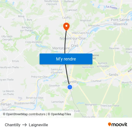 Chantilly to Laigneville map