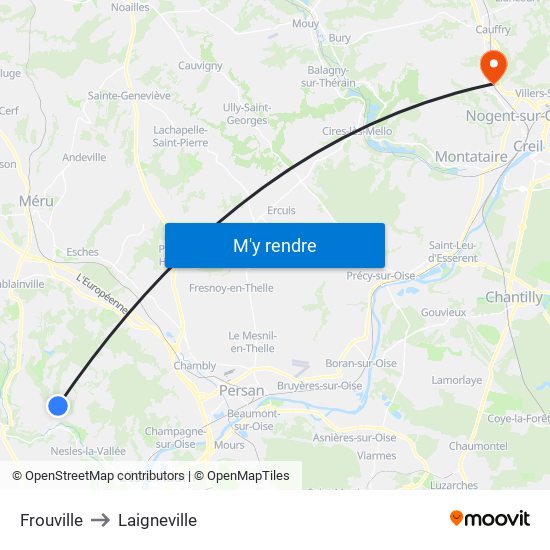 Frouville to Laigneville map