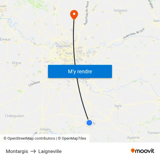 Montargis to Laigneville map