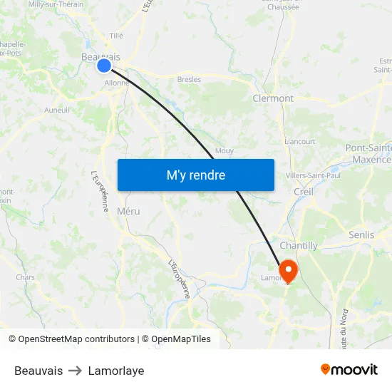 Beauvais to Lamorlaye map