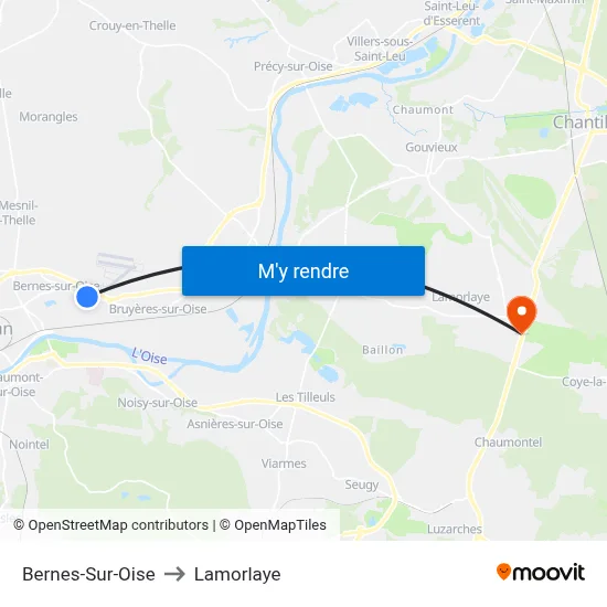 Bernes-Sur-Oise to Lamorlaye map