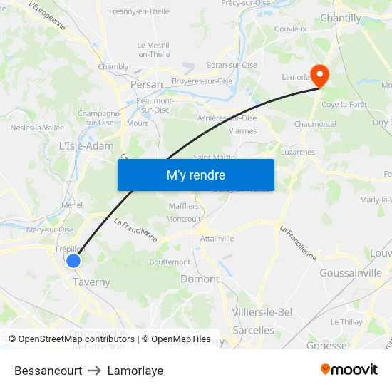 Bessancourt to Lamorlaye map