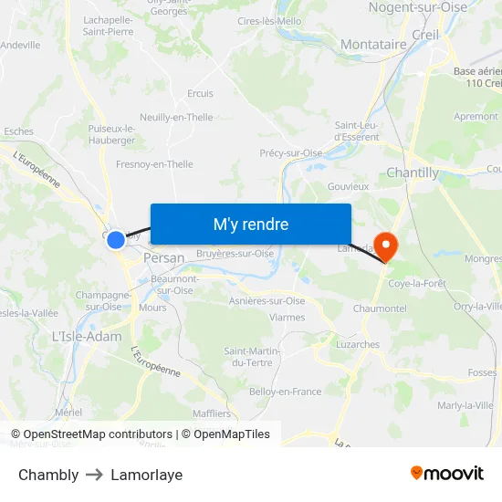 Chambly to Lamorlaye map