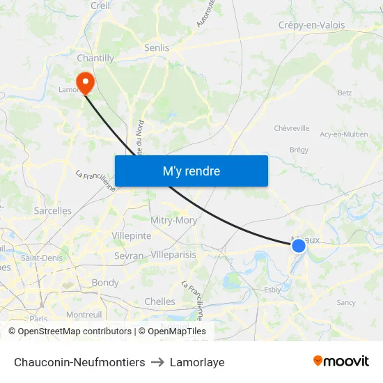 Chauconin-Neufmontiers to Lamorlaye map