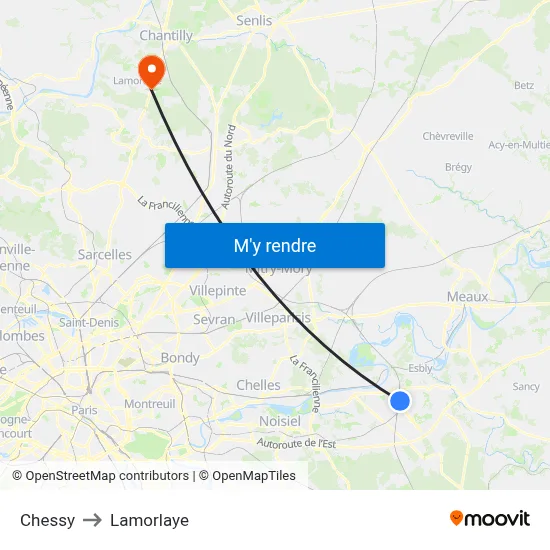 Chessy to Lamorlaye map
