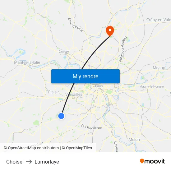 Choisel to Lamorlaye map