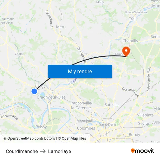 Courdimanche to Lamorlaye map