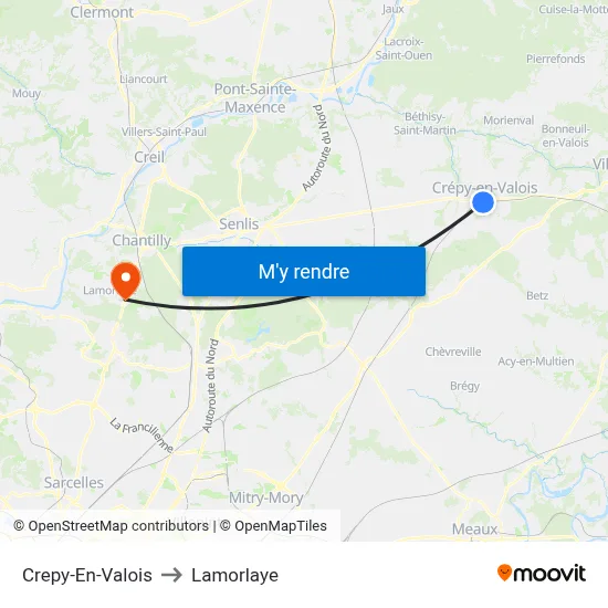 Crepy-En-Valois to Lamorlaye map