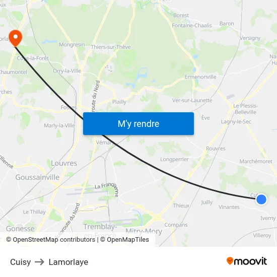 Cuisy to Lamorlaye map