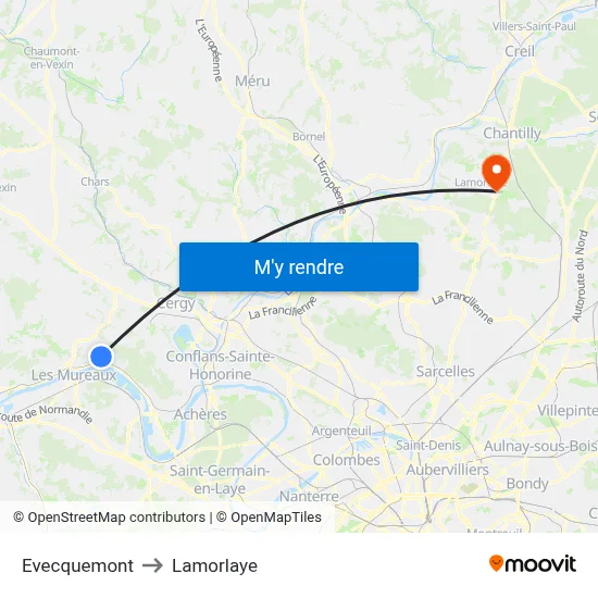 Evecquemont to Lamorlaye map