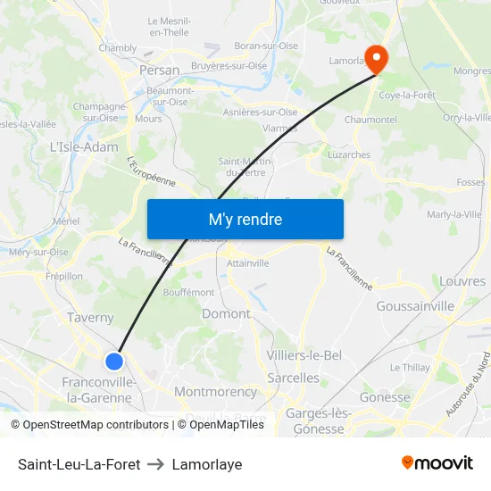 Saint-Leu-La-Foret to Lamorlaye map