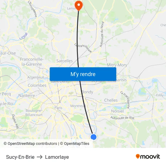 Sucy-En-Brie to Lamorlaye map