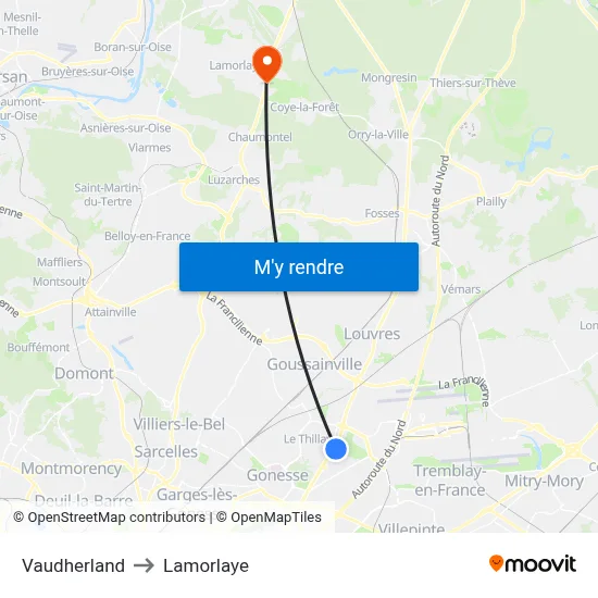 Vaudherland to Lamorlaye map