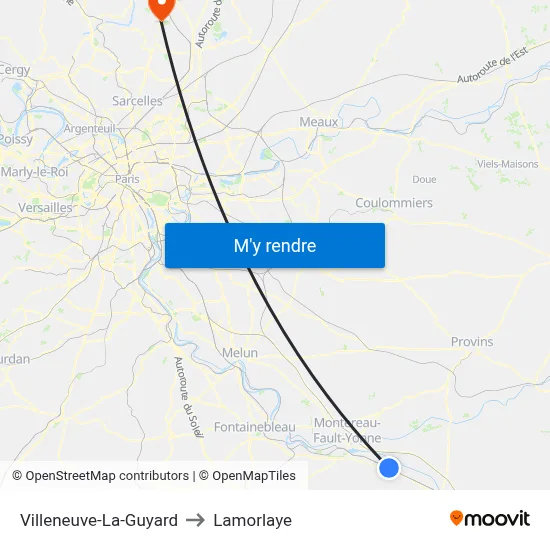 Villeneuve-La-Guyard to Lamorlaye map
