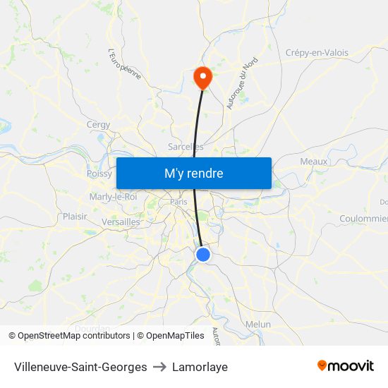 Villeneuve-Saint-Georges to Lamorlaye map