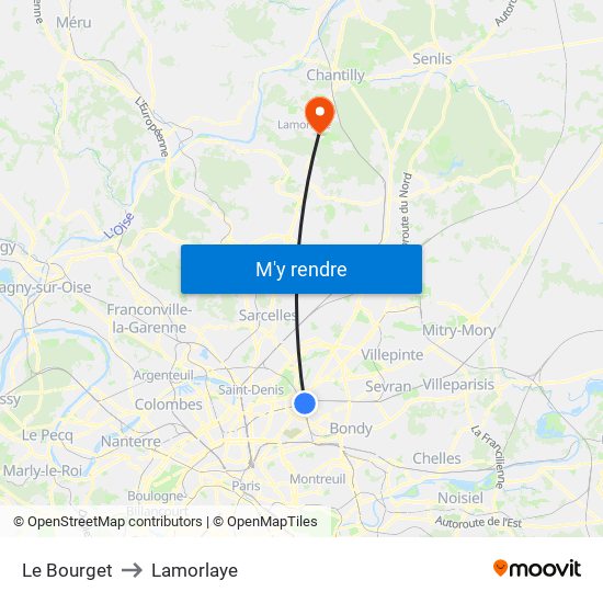 Le Bourget to Lamorlaye map