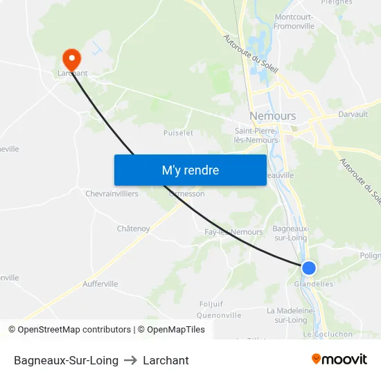 Bagneaux-Sur-Loing to Larchant map