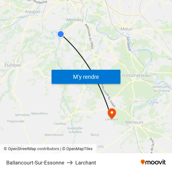 Ballancourt-Sur-Essonne to Larchant map