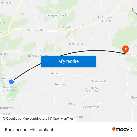 Boulancourt to Larchant map