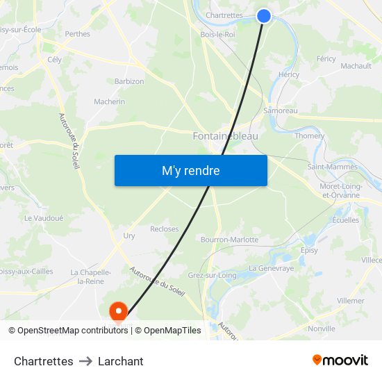 Chartrettes to Larchant map