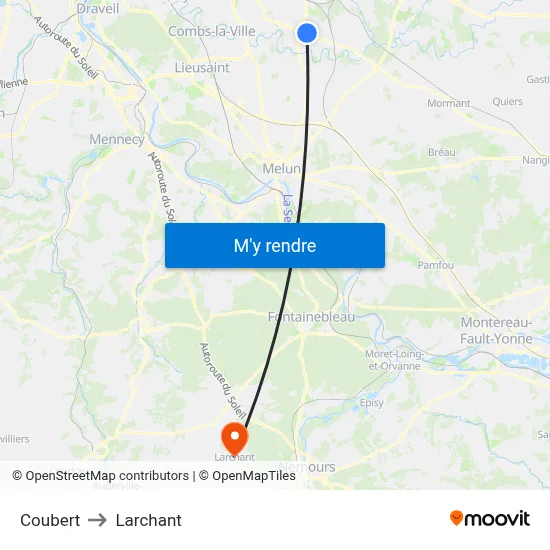 Coubert to Larchant map